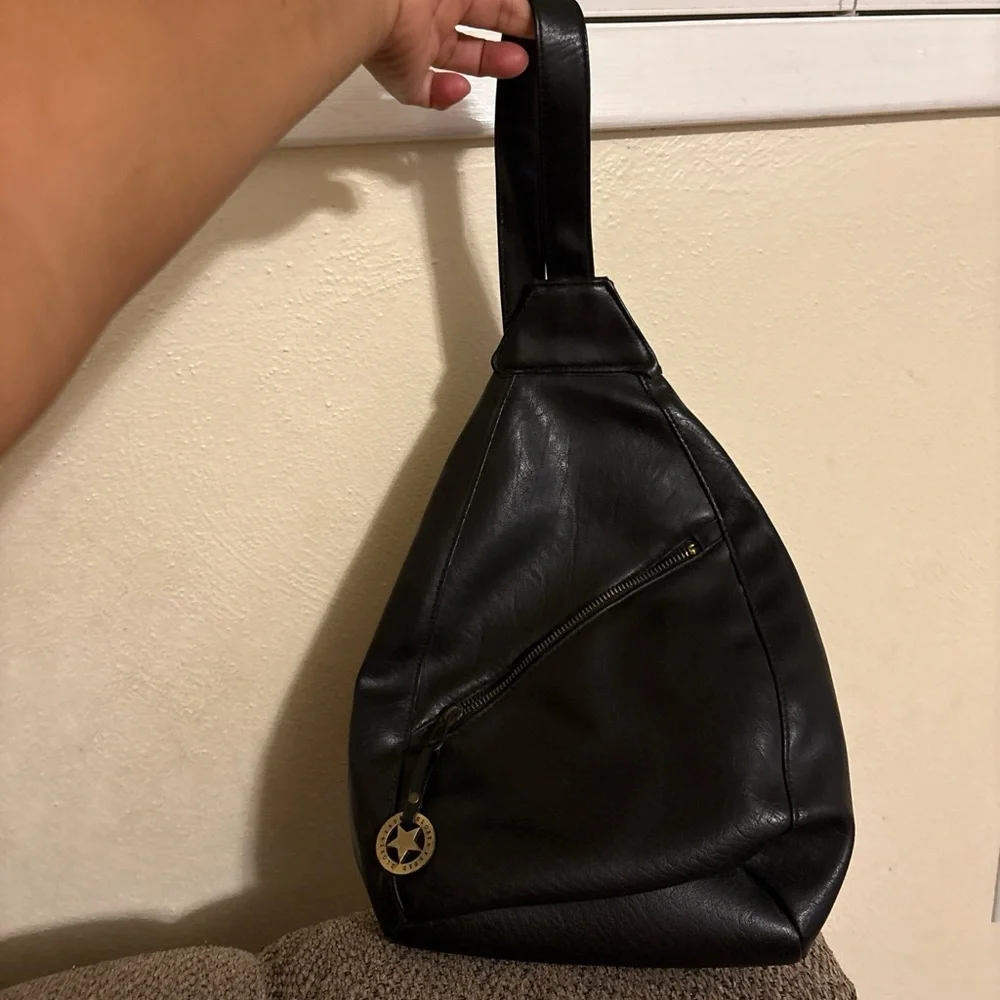 Vintage Faded Glory Crossbody Black Leather Women's Bag